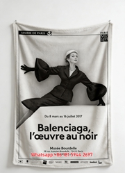 Balenciaga Paris Exhibition Print Flannel Throw Blanket BA279
